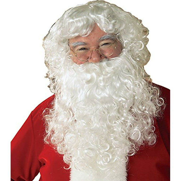 Team Christmas Costume Dress Up White Facial Hair Curls SANTA CLAUS BEARD 